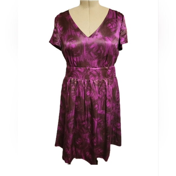Banana Republic Dresses & Skirts - 🔖👉Banana Republic V Neck Cap Sleeve Fit & Flare Jewel Tone Silk Dress Sz 14